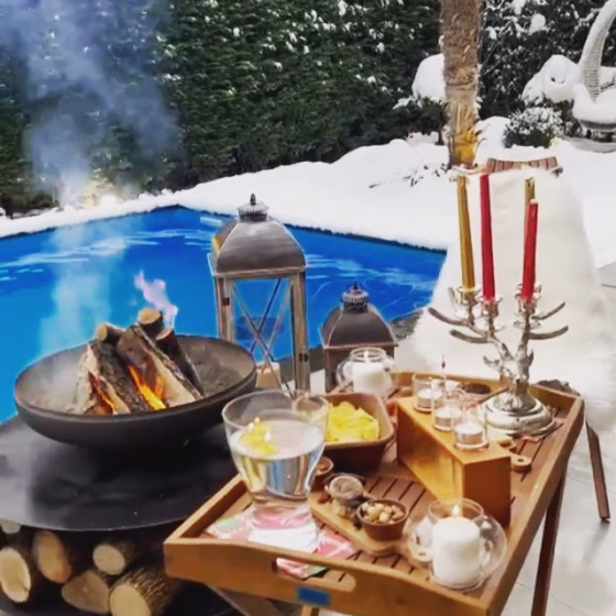 Fuji Fire Pit at a scenic patio with minimalist garden design