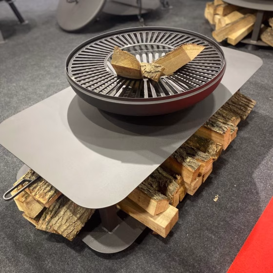 Fuji Square fire pit with elevated grill – outdoor garden BBQ setup