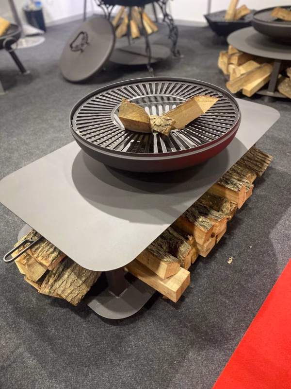 Fuji Square fire pit with elevated grill – outdoor garden BBQ setup
