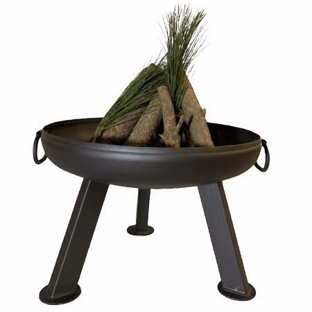 Fumolio Etna Fire Pit – steel fire bowl with tripod legs used in a real outdoor customer setting