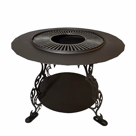 Fumolio Mayon fire pit with elegant curved design and wood storage – outdoor BBQ and garden fireplace